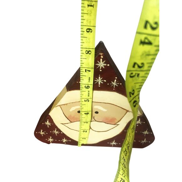 Hand Painted Triangle Block Santa 8" High x 9.5" Wide - Picture 4 of 6
